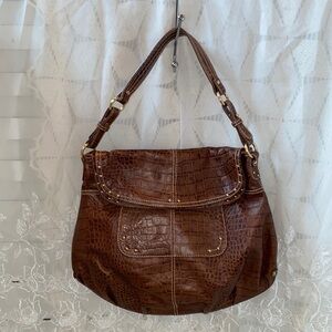 Maxx New York large brown Croc shoulder bag purse